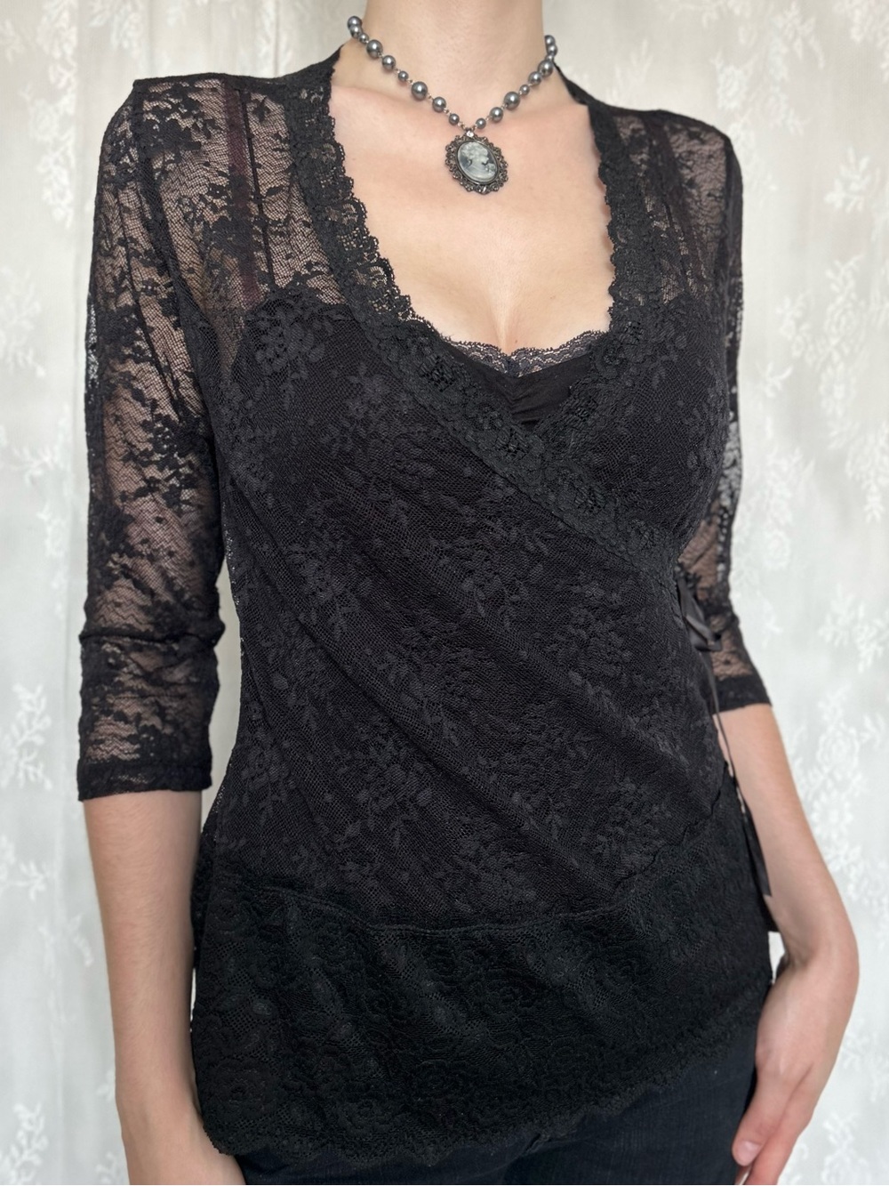 Whimsygoth Vamp Dark Romance Black Lace Blouse